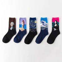 spring and summer cotton christmas abstract painting the mona lisa vintage children over the age of 12 adult couple socks