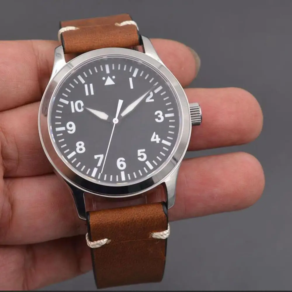 Мужские автоматические часы Corgeut армейские спортивные механические с кожаным