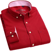 aoliwen brand men 2020 cotton oxford textile casual shirts long sleeve button down pocket red plaid print wild for men slim fit