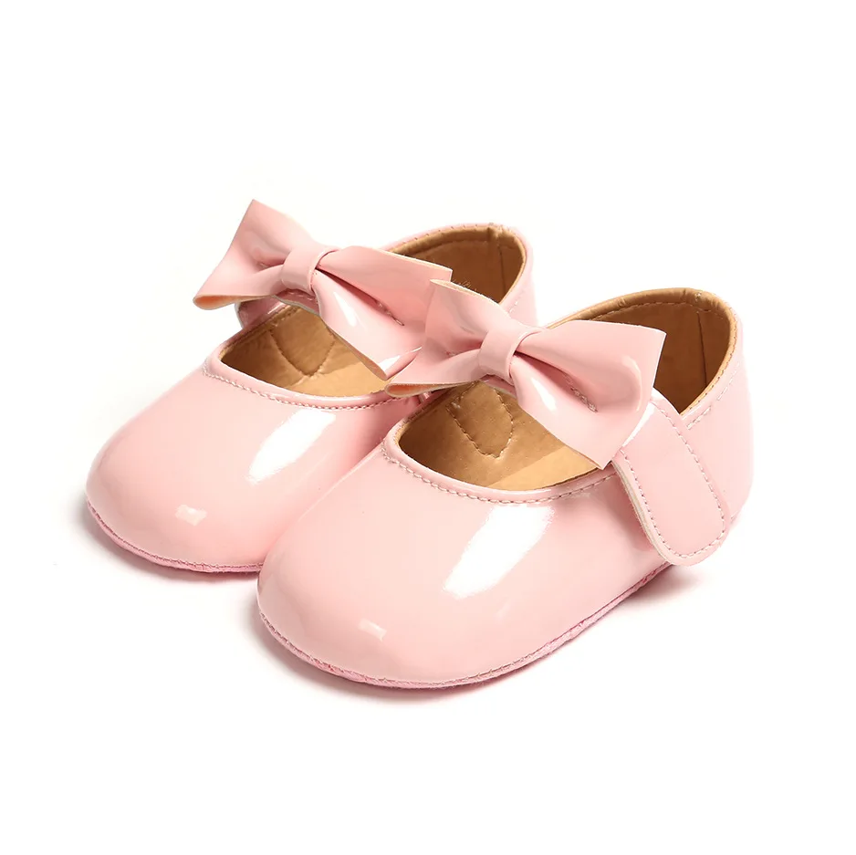 Baby Boots Newborn Girls Shoes PU leather Buckle First Walkers With Bow Red Black Pink White Soft Soled Non-slip Crib |