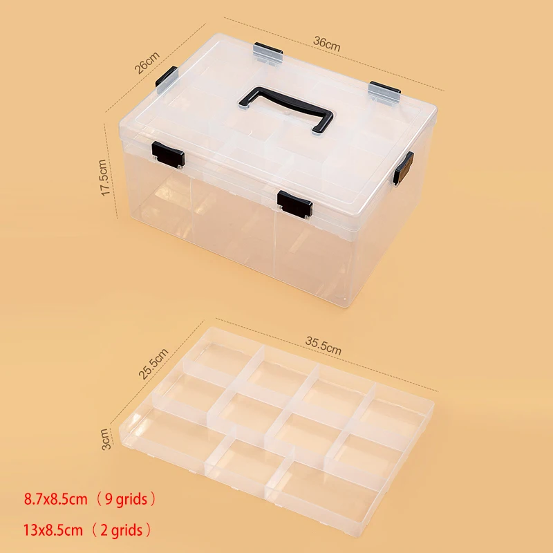 Ящик для хранения 2-х уровневых строительных блоков прозрачный органайзер