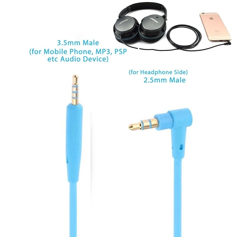 Аудиокабель 2,5 мм до 3,5 мм 1,4 футов/м для наушников Bose Quiet komtom 25 QC25 SoundTrue OE2 OE2i AE2 AE2i