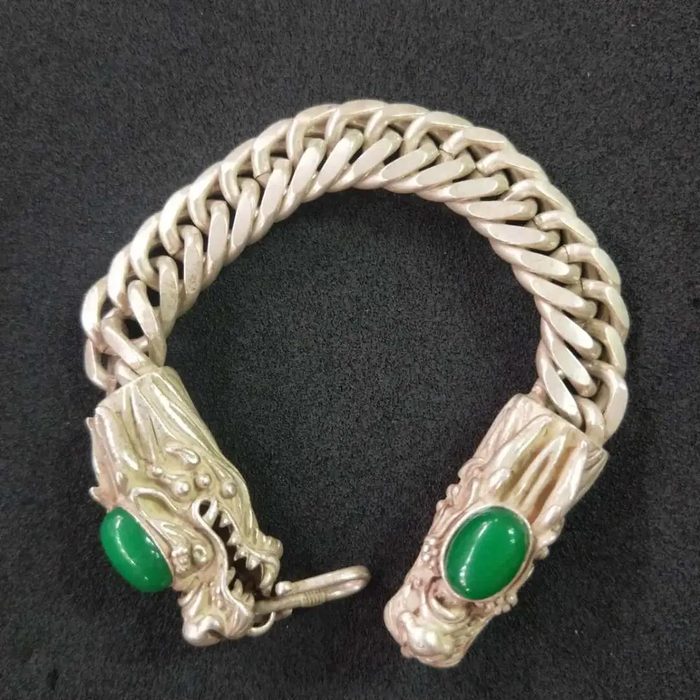 Очаровательный античный красный и зеленый рубиновый нефритовый двойной дракон