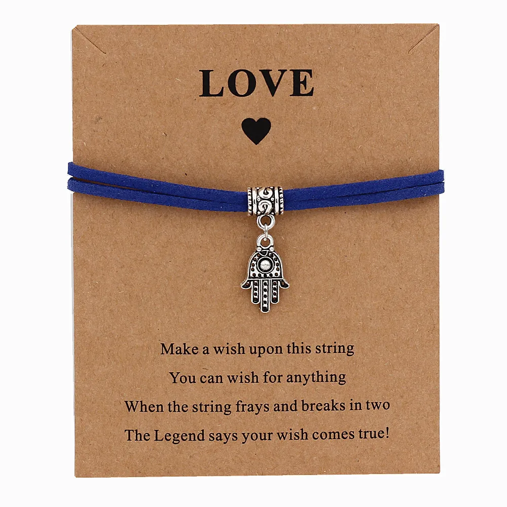 6 шт./лот Хамса пальмы очарование поздравительной открыткой браслет Lucky