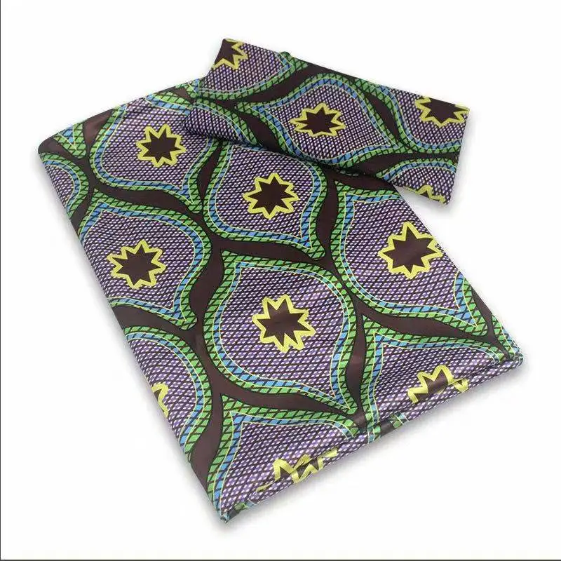 Модная новинка 2 + 4 Ярда африканская шелковая ткань Лидер продаж шелк с восковым