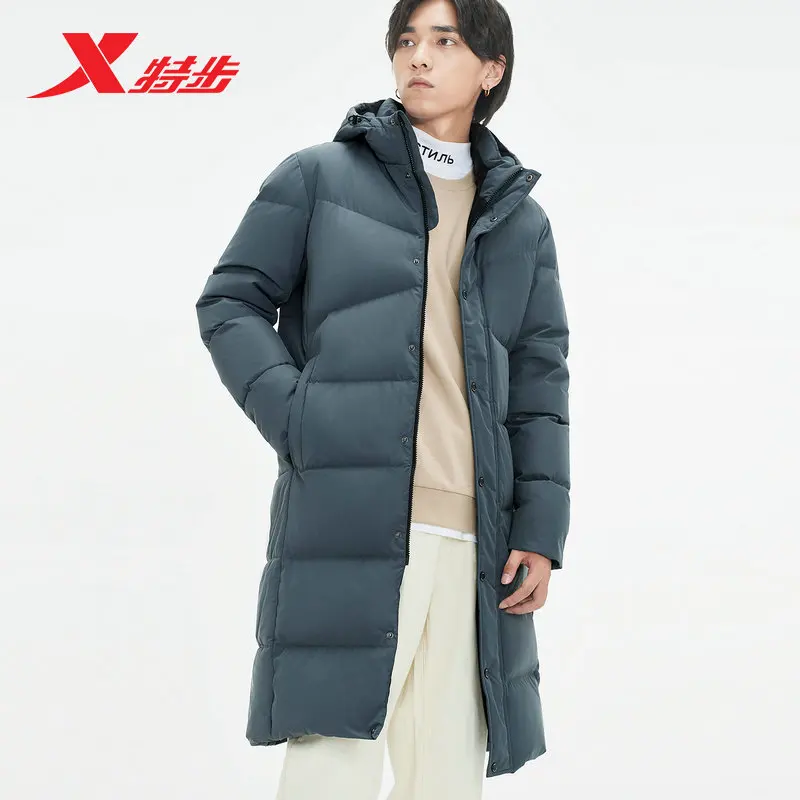 Зимняя мужская куртка Xtep мужское однотонное пальто с капюшоном Повседневная