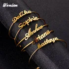 Индивидуальные именные браслеты для женщин и мужчин, золотые подвески из нержавеющей стали, открытый Браслет-манжета и браслет, ювелирные изделия 2020, бижутерия