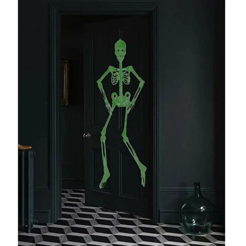 

Newest Horror Noctilucent Skeleton Halloween Decorating Party Glow Skull Bar Supplies Bar Scene Skeleton Luminous Wall Hanging