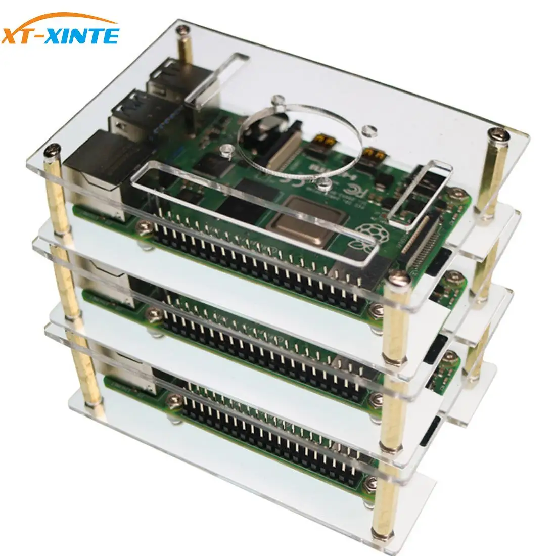 1-5 Layer Multi Acrylic Shell Stackable Case Enclosure with Cooled Fan Space for Raspberry Pi 2B 3B 3B+4B | Компьютеры и офис