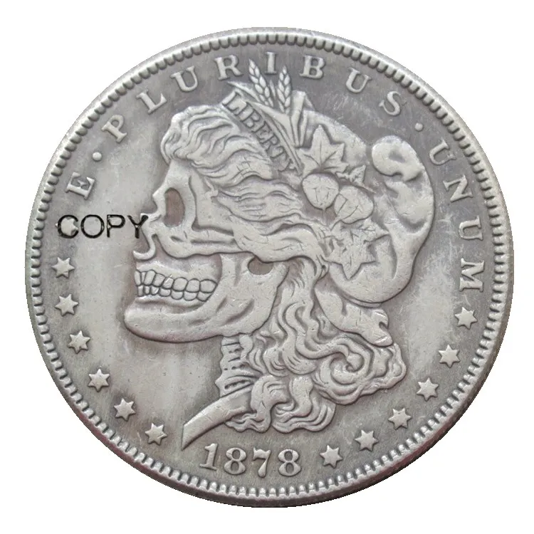 

Hobo Morgan Dollar 1878 Skull Zombie Skeleton Different Types , Back Silver Plated Copy Coins