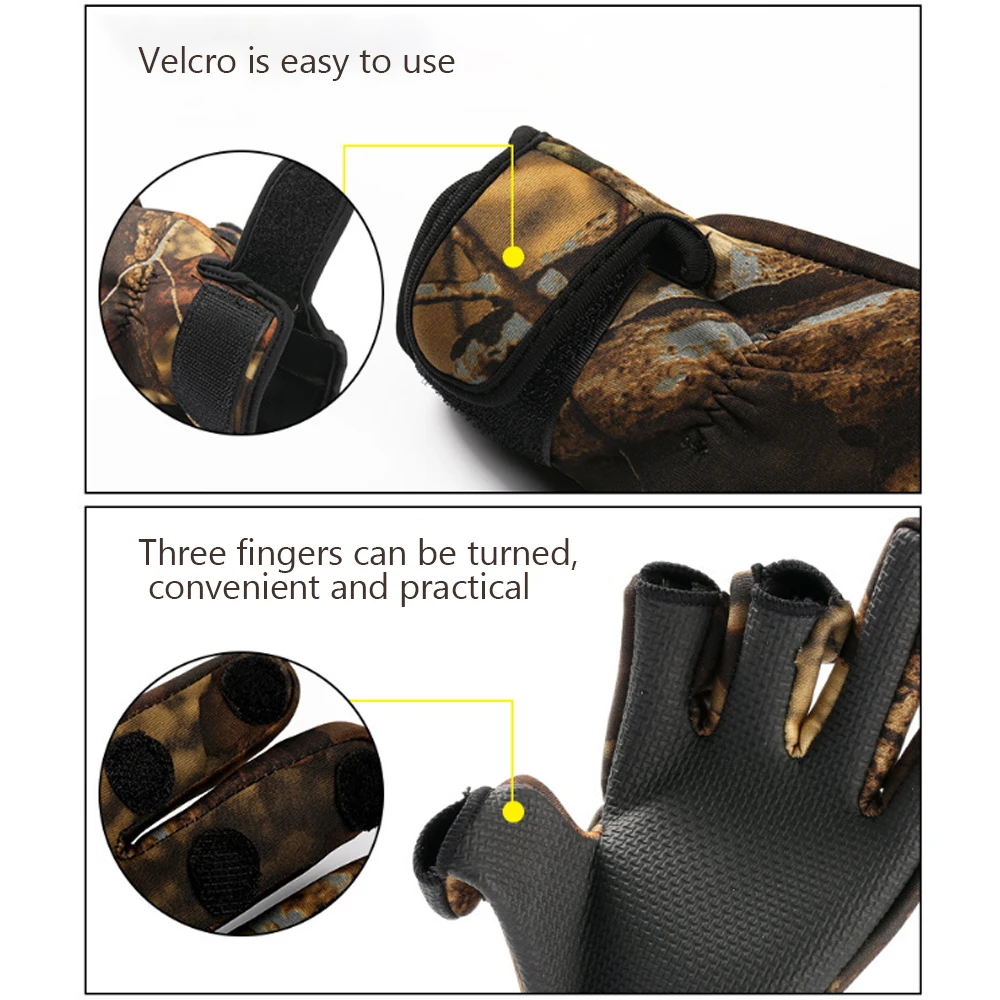 Уличные зимние рыболовные перчатки водонепроницаемые Нескользящие с тремя или