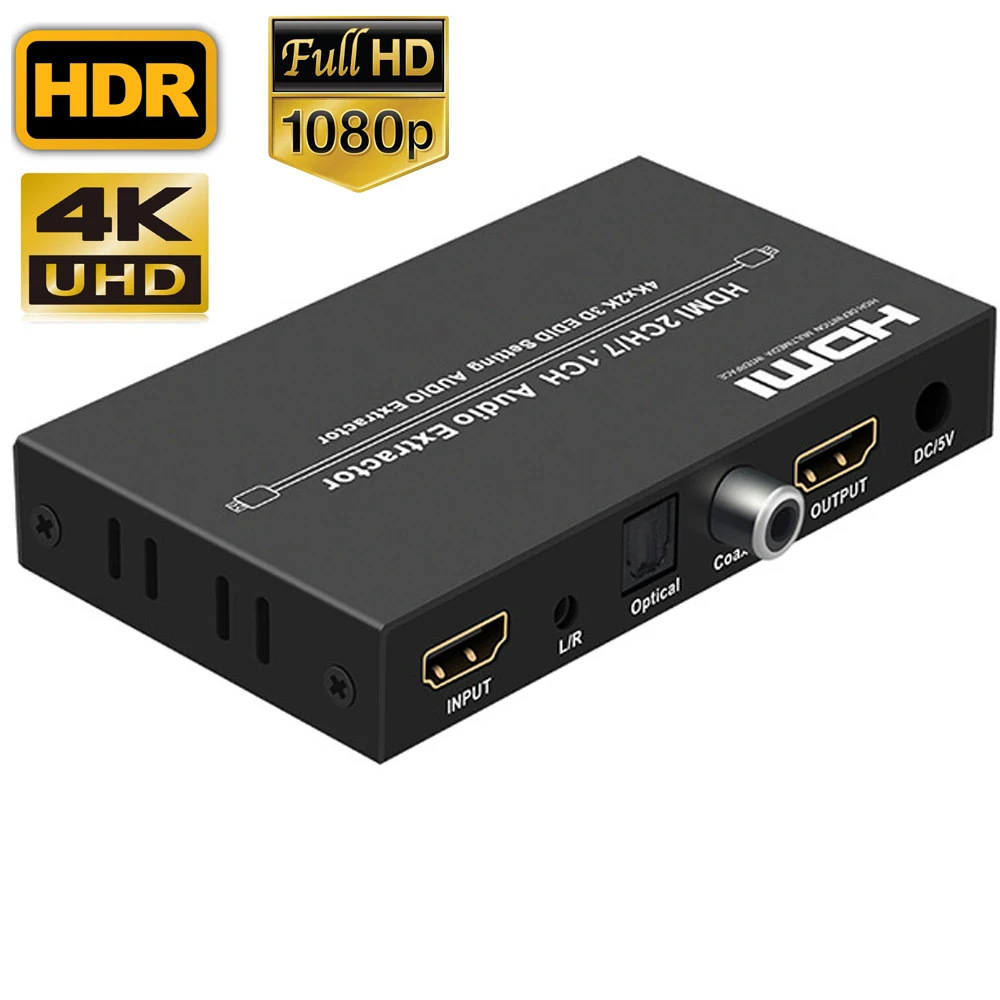HDMI Splitter With toslik spdif 4K audio extractor to toslink converter splitter for UHD device | Электроника
