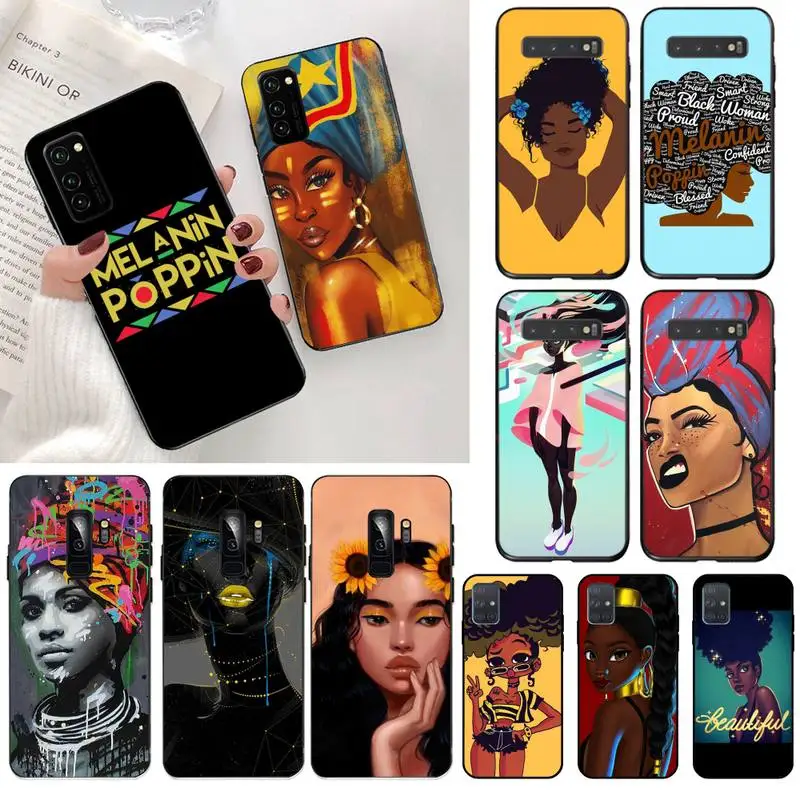 

Afro Black Girl Magic Queen Melanin Poppin Coque Phone Case for Samsung S20 plus Ultra S6 S7 edge S8 S9 plus S10 5G lite 2020