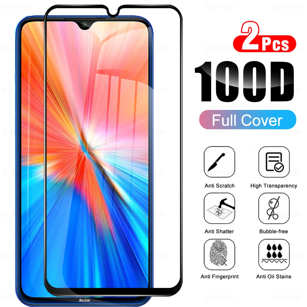 

2Pcs Tempered Film Screen Protector For Xiaomi Redmi Note 8 2021 8T 8 Pro 8 1000D Protective Glass On The For 9H xiami Red Mi 8