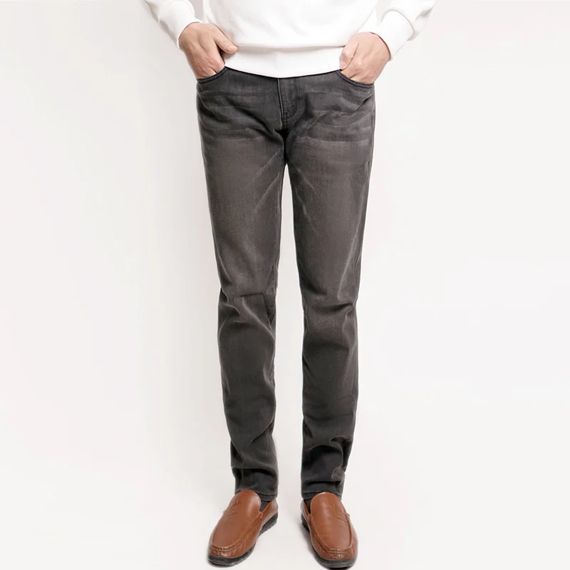 

2021 new elastic jeans zipper straight leg wide leg pants men's youth pants