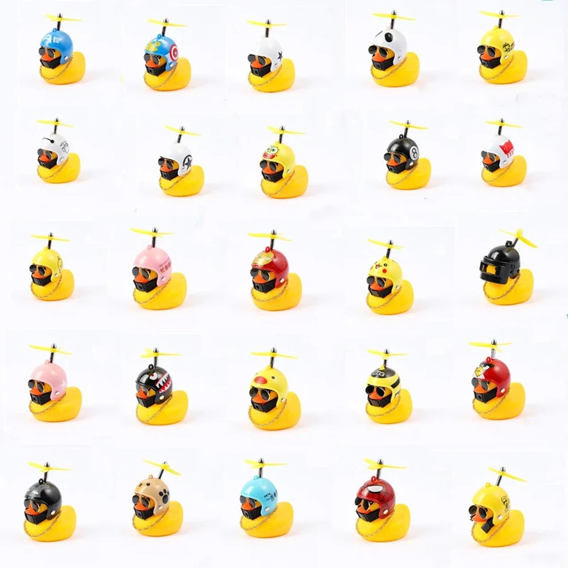 

Car Ornaments rubber Duck with Helmet Broken Wind Small Yellow Duck Road Bike Motor Helmet Riding Cycling Accessories