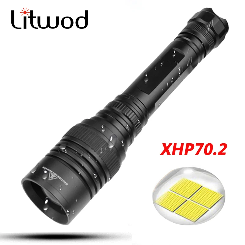 Litwod Z20 CREE XLamp XHP70.2 32 Вт тактический светодиодный фонарик 18650 8000 лм мощный зум для охоты светильник
