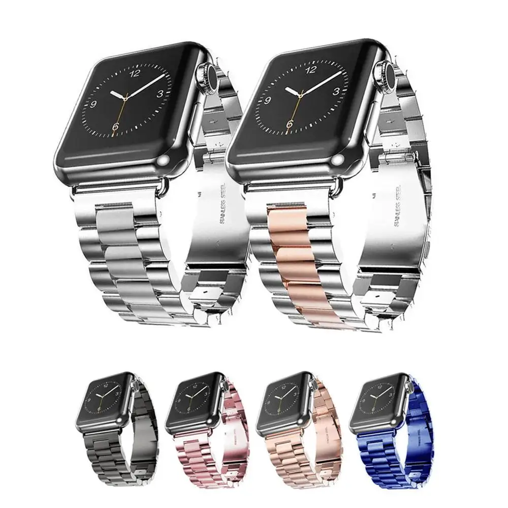 38 мм/40 мм ремешок из нержавеющей стали для Apple Watch 3 2 1 металлический часов с тремя