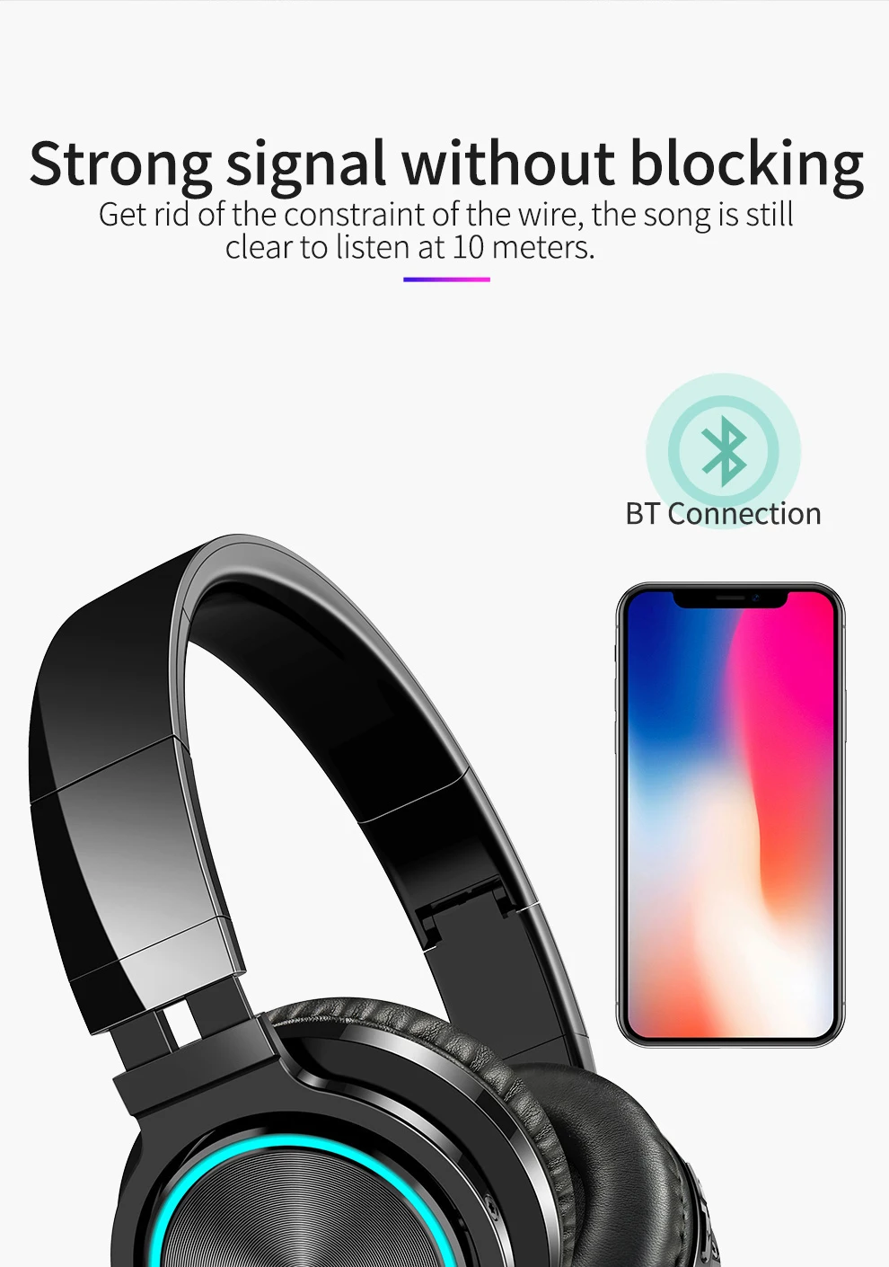 Picun B12 беспроводной+ проводной Bluetooth 5,0 наушники новые модные красочные огни шумоподавление HIFI стерео многомодовая гарнитура