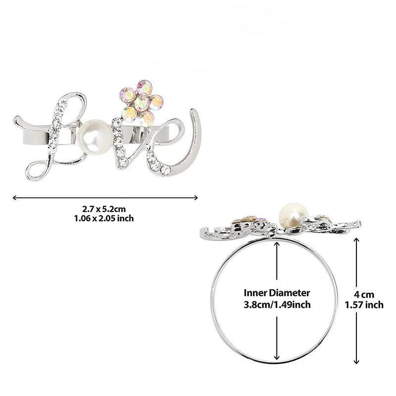 

6 Pcs Love Napkin Holders for Wedding Mother's Day Thanksgiving Banquet Dinner Decor Love Napkin Rings Rhinestones