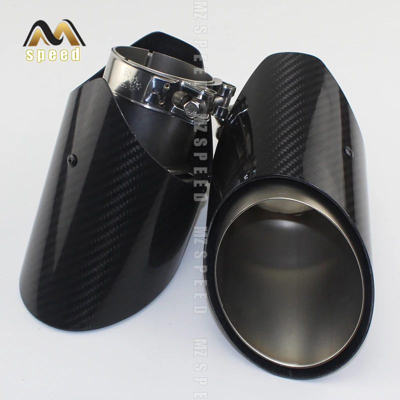 

1Pcs Car Exhaust exhaust muffler tail throat 304 stainless steel atomization + gloss carbon fiber 102mm suitable for BMW cayenne
