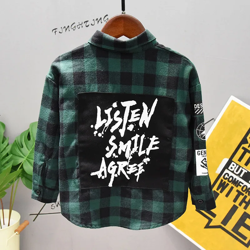 Рубашка для мальчиков на весну осень детская блузка топы малышей Базовая рубашка