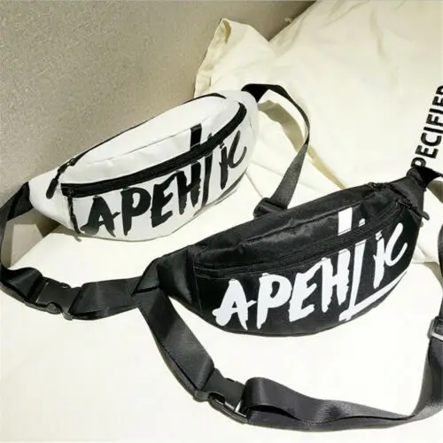 

Women Bag Letter Black White Waist Fanny Pack Bum Bag Belt Money Pouch Wallet Travel Hiking Travel Fashion Bag