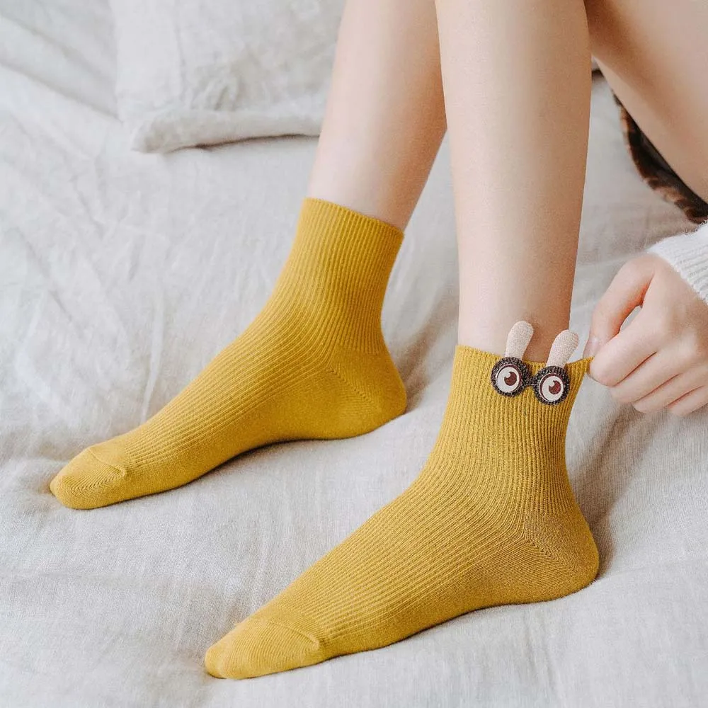 Модные милые женские носки счастливая Мода короткие в стиле Харадзюку с вышивкой
