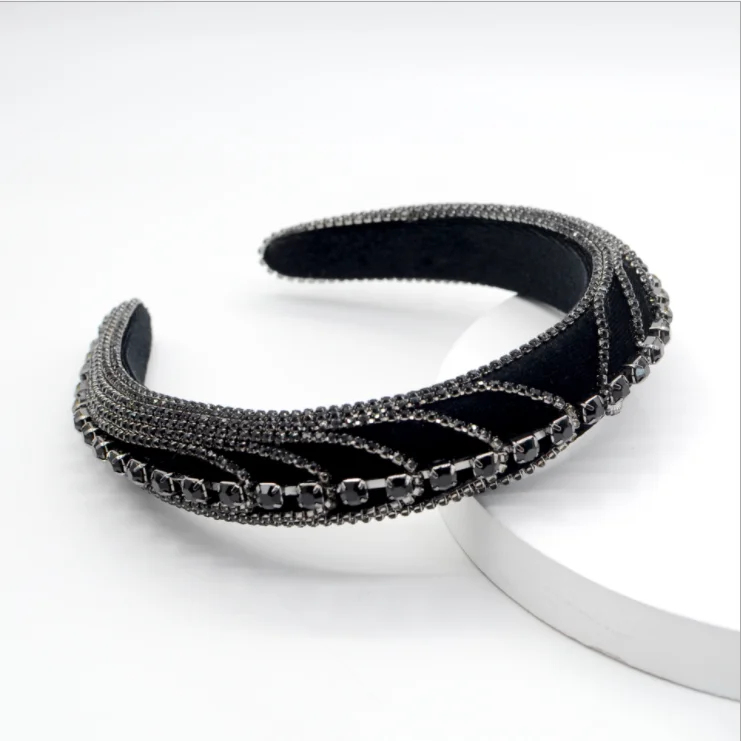 

Women Baroque style color rhinestone hairbands sponge female luxury full diamond crystal headband