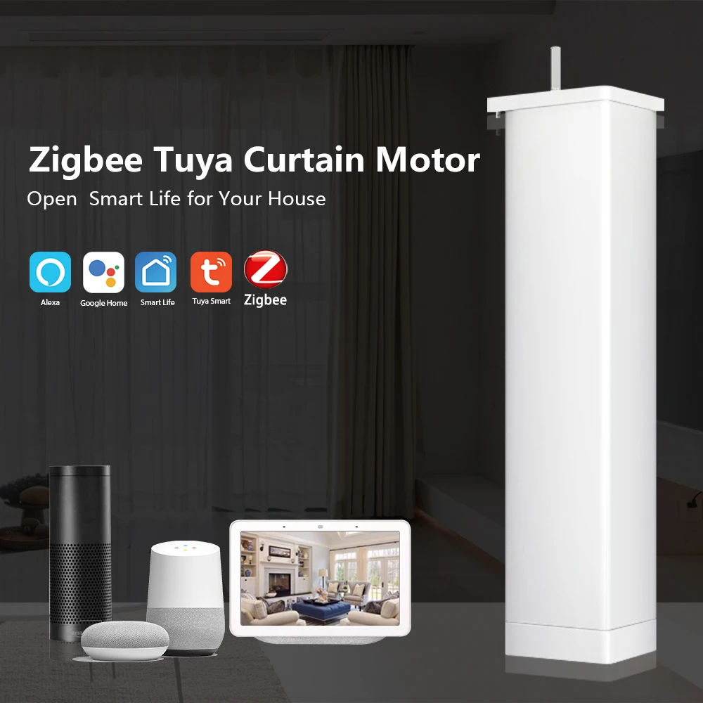 

Tuya Smart Zigbee Electric Curtain Motor Auto Motorized Curtain Status Track Timing APP Remote Control For Alexa Google Home