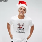 Милая мужская футболка с принтом оленей, новинка 2020 года, футболка с коротким рукавом с Рождеством, мужская белая футболка, женские топы в стиле Харадзюку, одежда