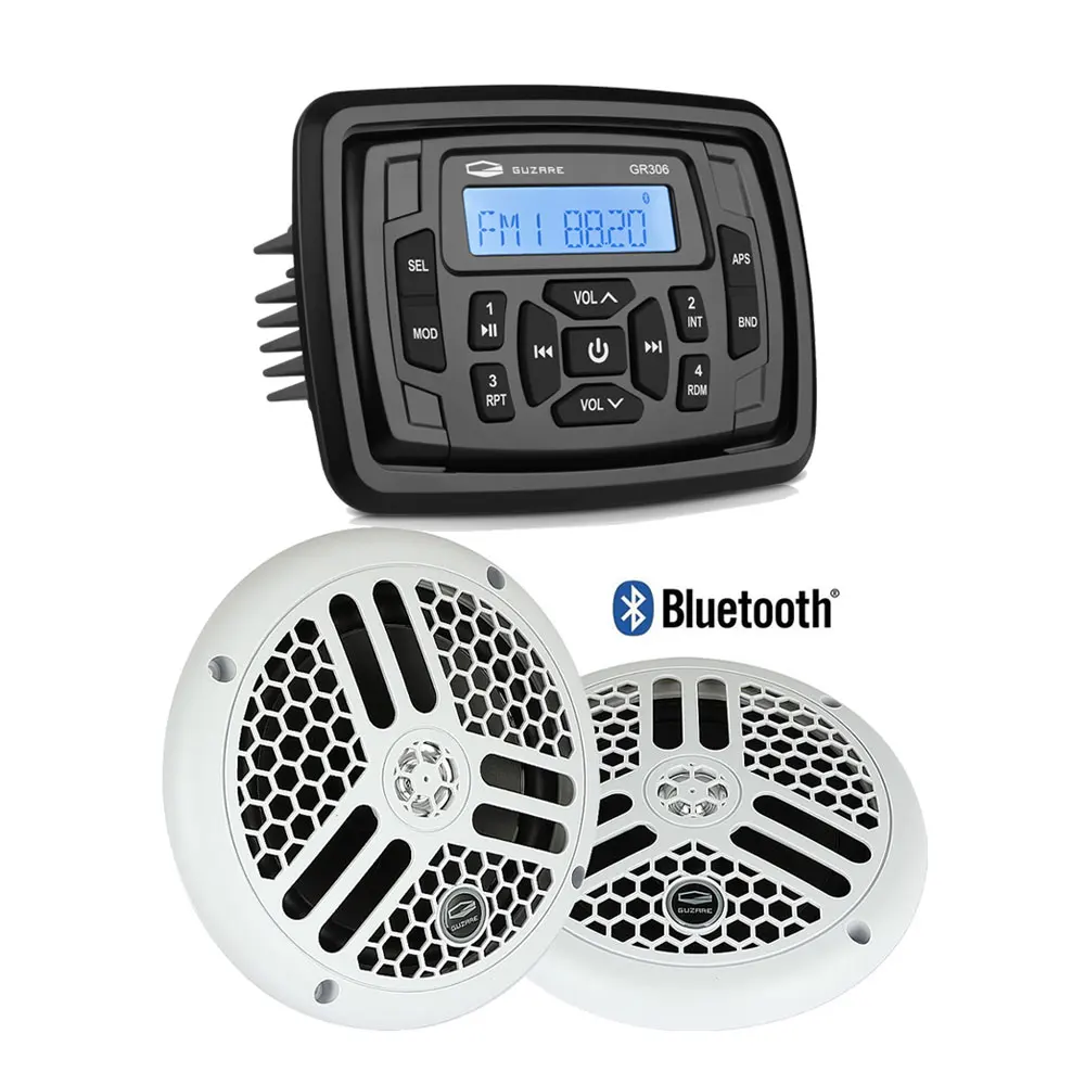 

Водонепроницаемый морской стерео-радиоприемник с Bluetooth, аудиомедиа, FM, AM, уличный Автомобильный MP3-плеер, приемник + 6,5 дюймовые Морские Динамики для лодки + антенна