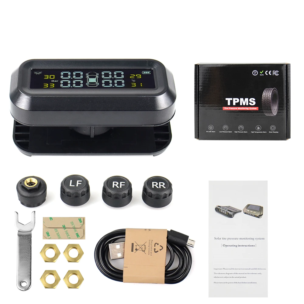 Parking Sensor Kit Universal Truck TPMS With 4 External Sensors Tire Pressure Monitor Solar Charging Monitor TMPS Tyre Pressure Sensor garage parking sensor