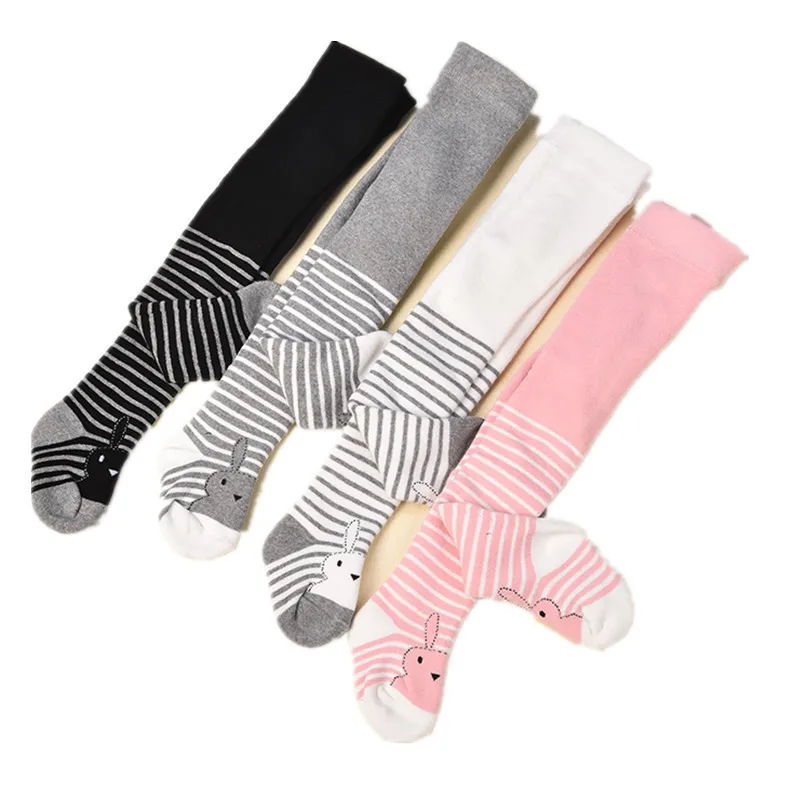 Осенне-зимние утепленные детские колготки с кроликом из мультфильма носки для