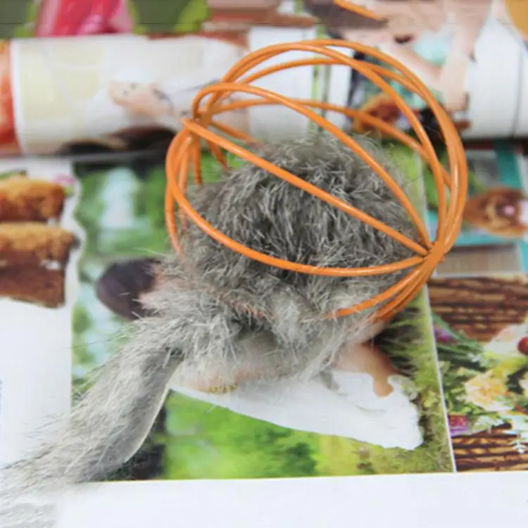 Забавная кошка-котенок играющая в мышку крысиную шариковую клетку игрушки для