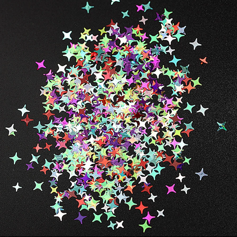 1 коробка разноцветный лазер разных размеров в форме звезды серебряная Лазерная