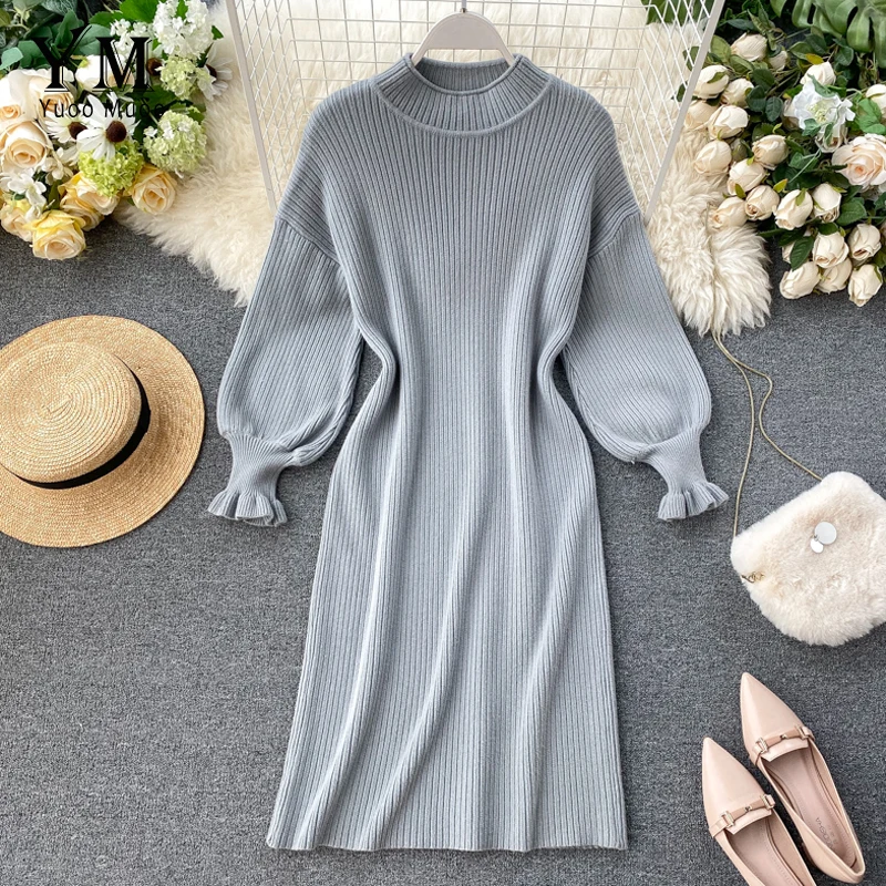 YuooMuoo хорошее качество удобное женское платье Осень-зима элегантное с длинным