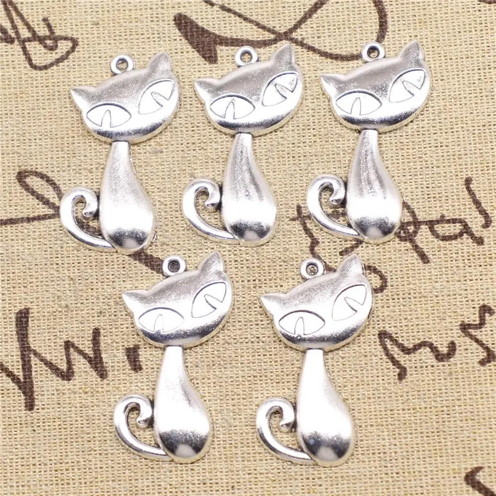 

Supplies For Jewelry Making 5pcs 39x32mm Antique Silver Color Cat Charms