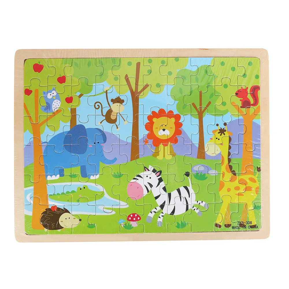 Деревянные пазлы игрушки Мультяшные животные развивающие для детей изысканная