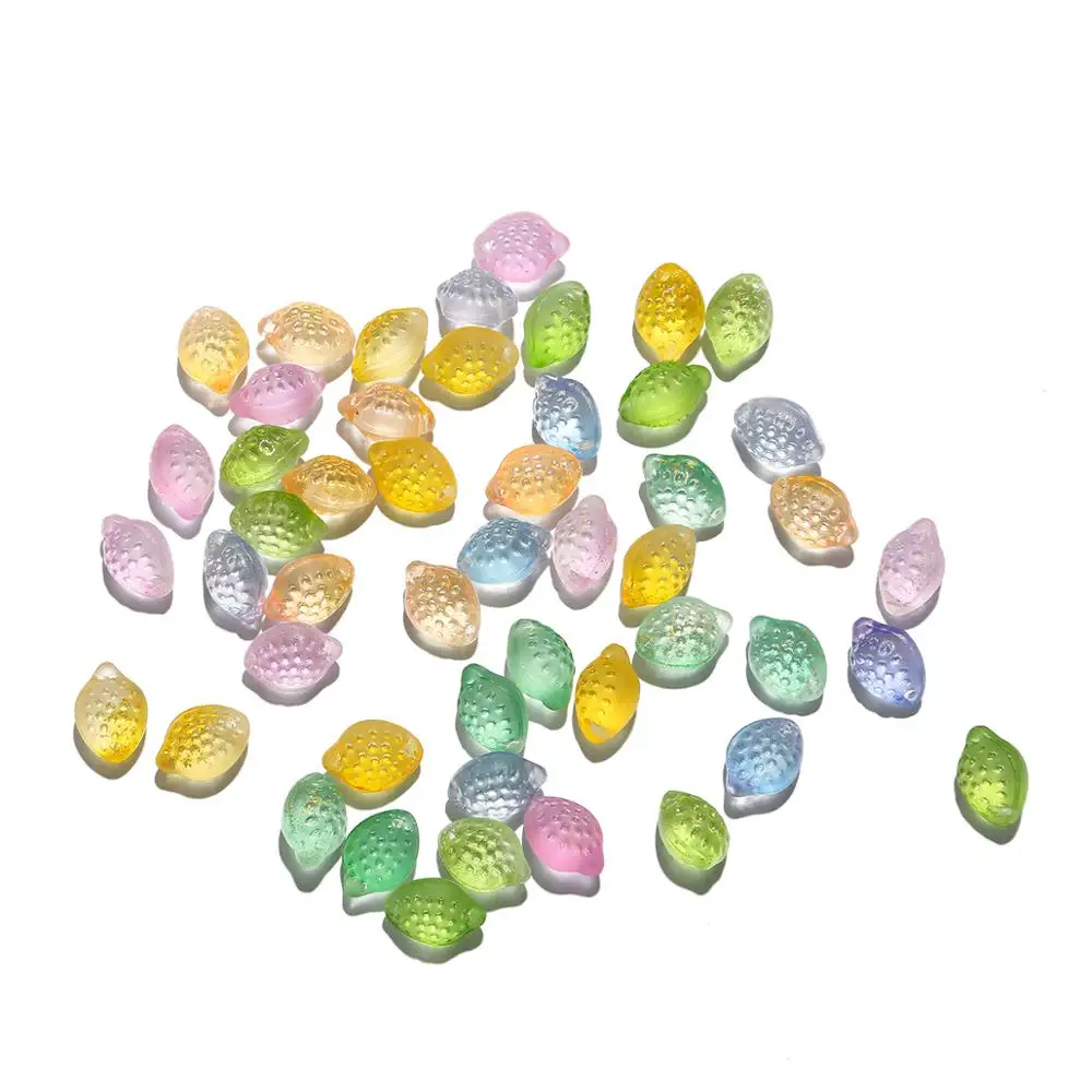 Стеклянные бусины лэмпворк в форме лимона многоцветные градиентные для