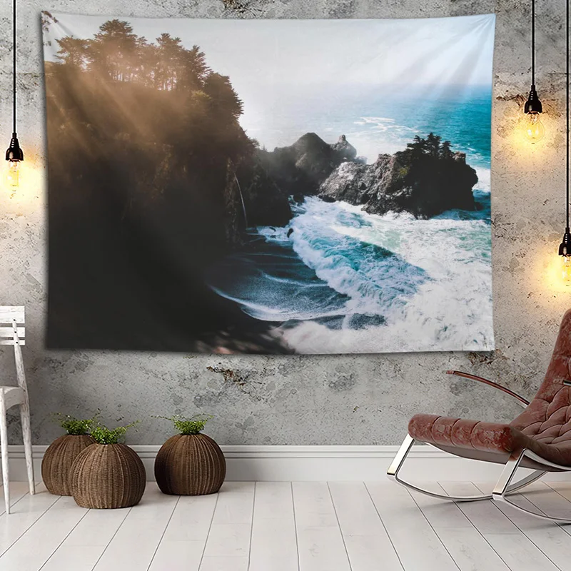 

Hot Sale Custom High Quality Rock Wall Hanging HD Landscape 3D Printing Digital Printing Home Decoration Tapestry