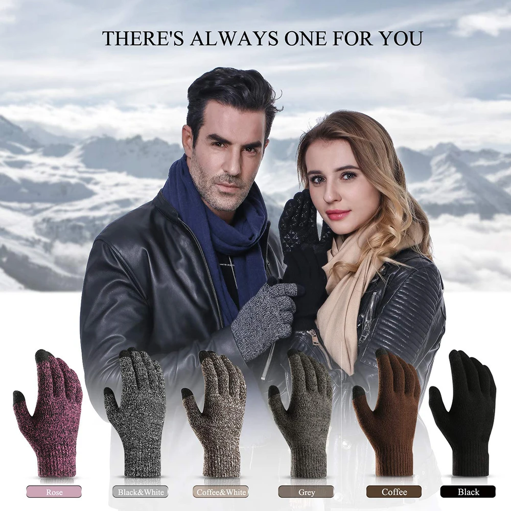 

Winter Thermal Warm Unisex Cycling Gloves Touchscreen Anti-slip Knit Glove BicycleOutdoor Sports Skiing Bike Gloves Full Finger