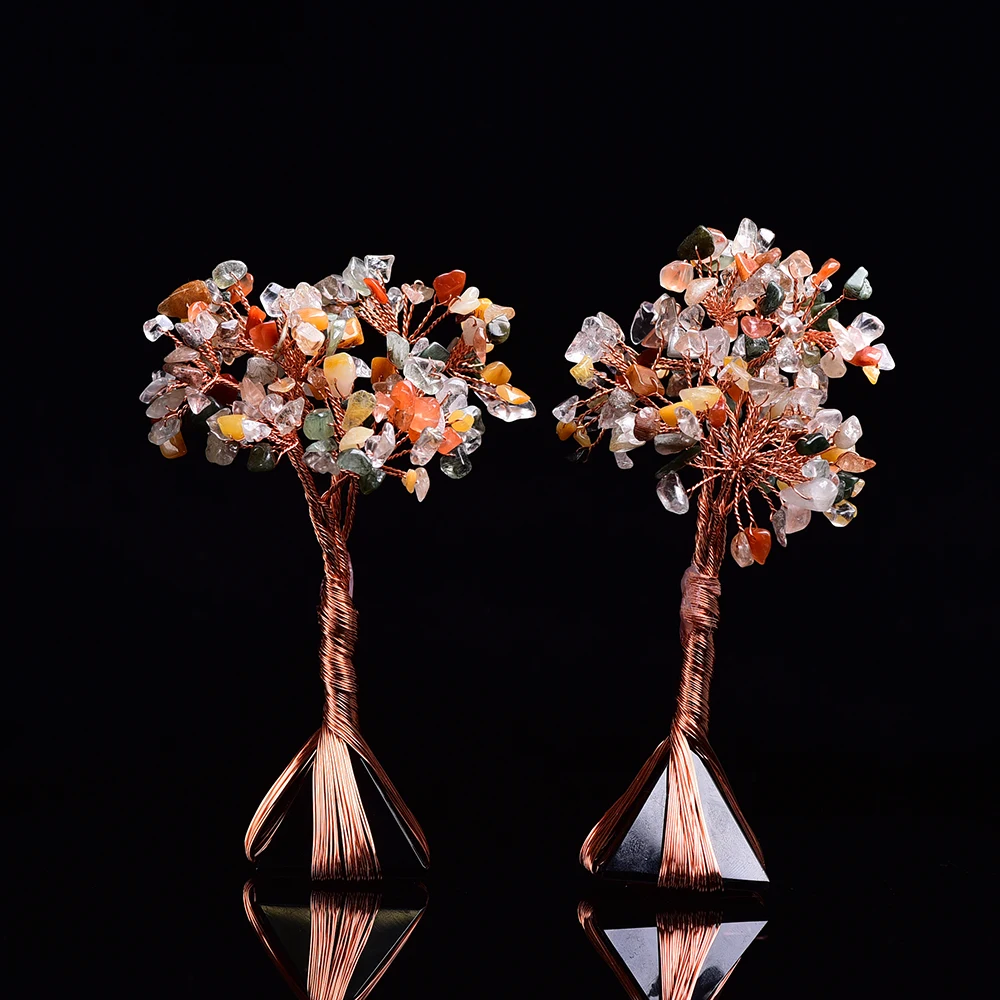 1 шт. обсидиановое искусственное Хрустальное дерево ручной работы медная