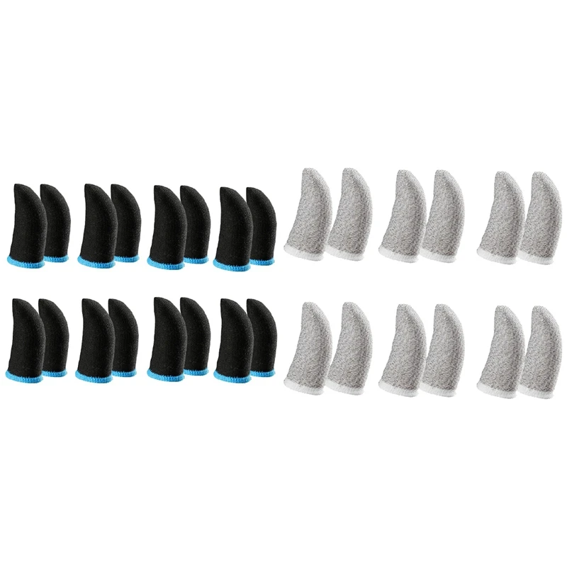 

28Pcs 18-Pin Carbon Fiber Finger Sleeves For Pubg Mobile Games Press Screen Finger Sleeves- 12Pcs White & 16Pcs Black