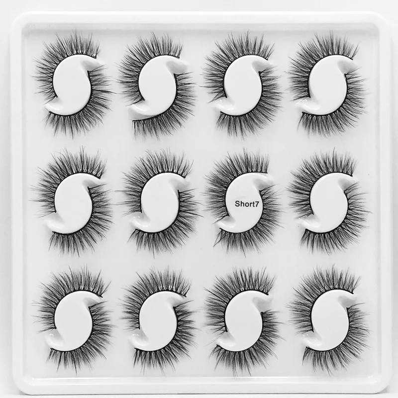 

NEW 12pair Mink False Eyelashes Messy Cross Soft Cotton Stalk Natural Short Fake Eyelashes Smoke Banquet Makeup Mink Eye Lashes