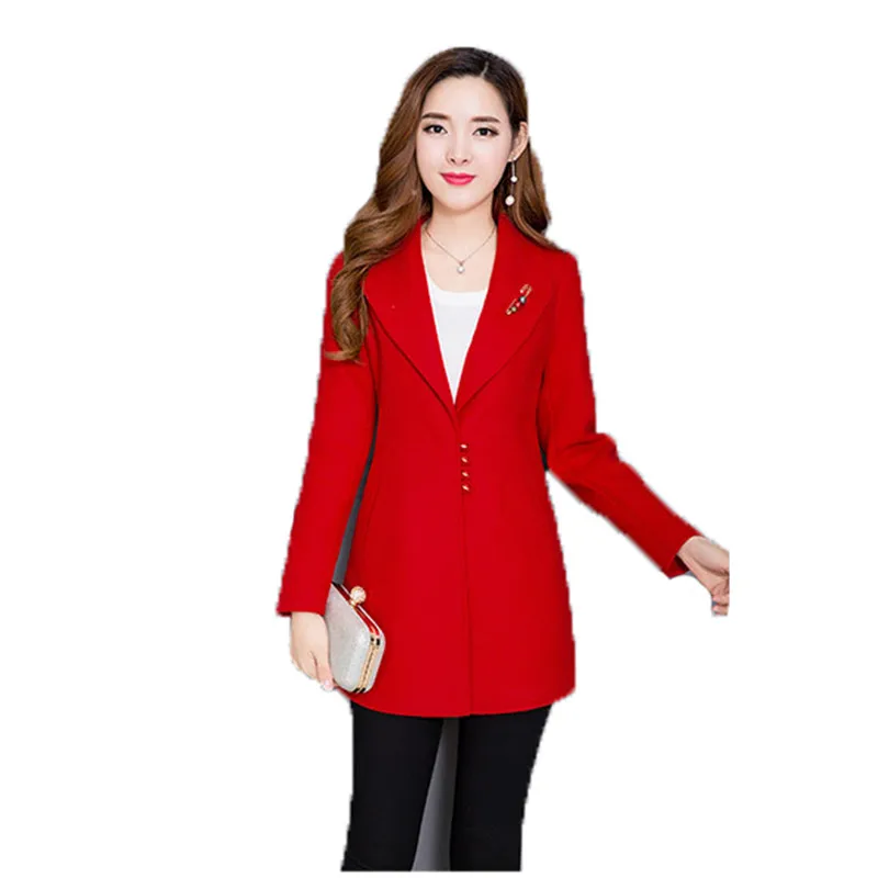 

Fashion woolen coat women L-4XL plus size 19 autumn winter new korean long sleeve lapel temperament blends jacket feminina JD611