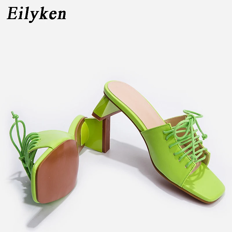 Eilyken/Новинка 2021 года Женские шлепанцы Обувь на низком каблуке с открытым носком