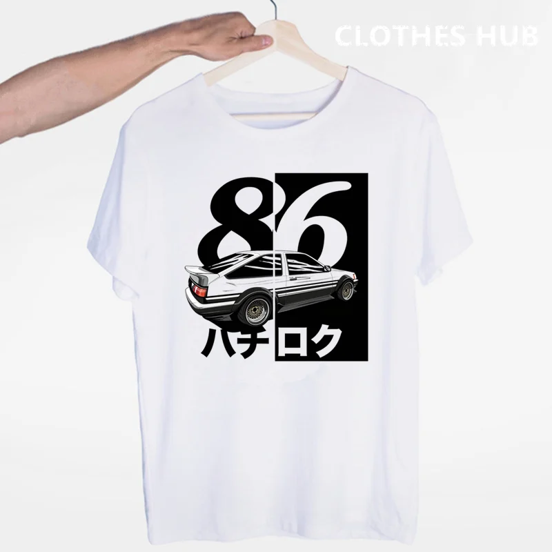Дрифт японского аниме AE86 Начальная D футболка с круглым вырезом и короткими рукавами Летняя Повседневная модная мужская и женская футболка унисекс - Цвет: Черный