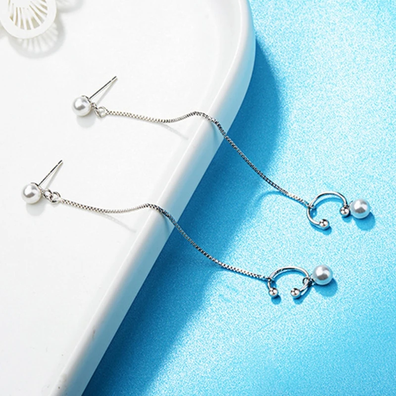 Pearl Dangle Earrings U Shape 1 Pair Net Red Personality One-piece Ears Ear-rings | Украшения и аксессуары