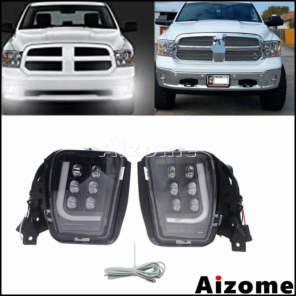 

For Dodge RAM 1500 Cars LED Fog Light Assembly W/ DRL Daytime Running Light Auto Automobile Front Fog Light Lamp Auto Headlight